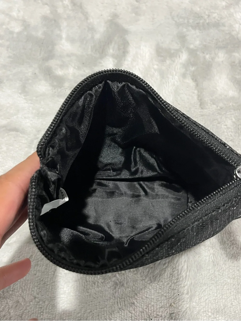 Black Sparkle Glitter Cosmetic Makeup Bag Pouch NWT